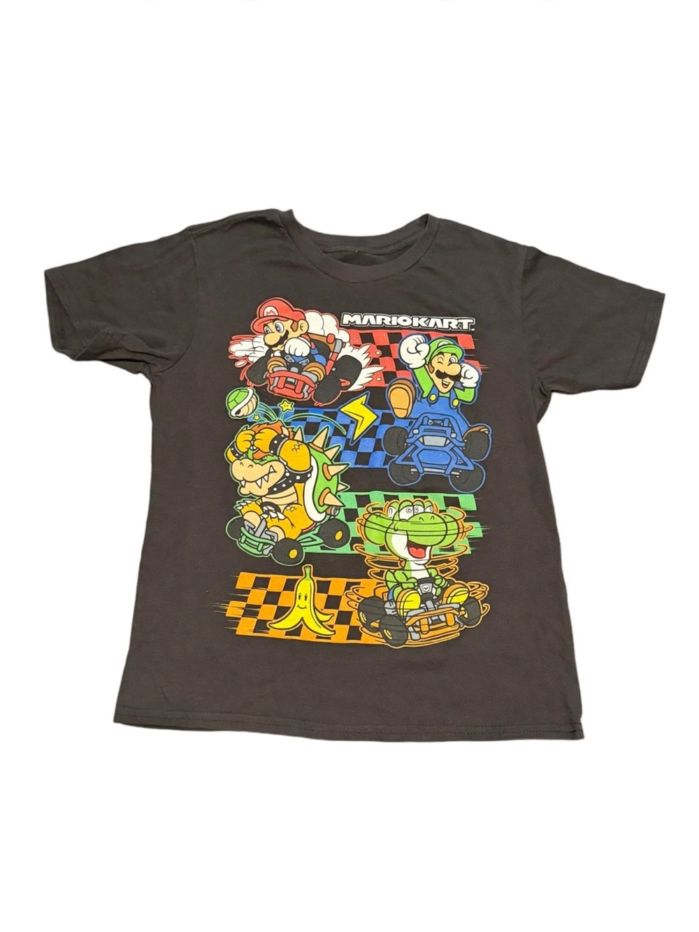 Mario Kart Nintendo Graphic T-Shirt Black Youth Size Medium